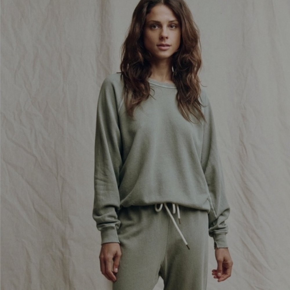 The GREAT. College Sweatshirt - Sage Green 100% Cotton